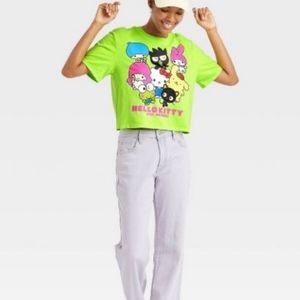 Sanrio Hello Kitty and Friends Green Graphic Cropped Short Sleeved Tee Size XS